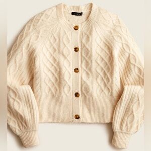 J. Crew Stretch-wool cropped cable-knit cardigan sweater